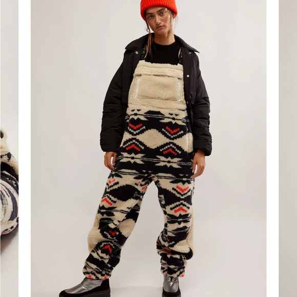 FP Movement by Free People Pants - Free People Hit The Slopes Printed Salopette/Black Fairisle Combo NWOT